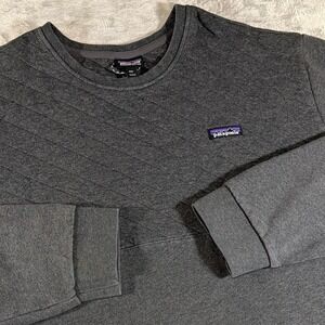 Patagonia Organic Cotton Quilted Crewneck Sweatshirt | Charcoal Gray | XXL